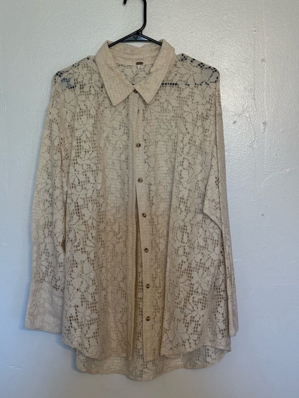 Free people  Lace Button-Up Shirt - Lightweight Collared Shirt.